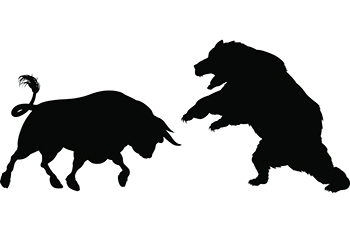 Bear Versus Bull Silhouette